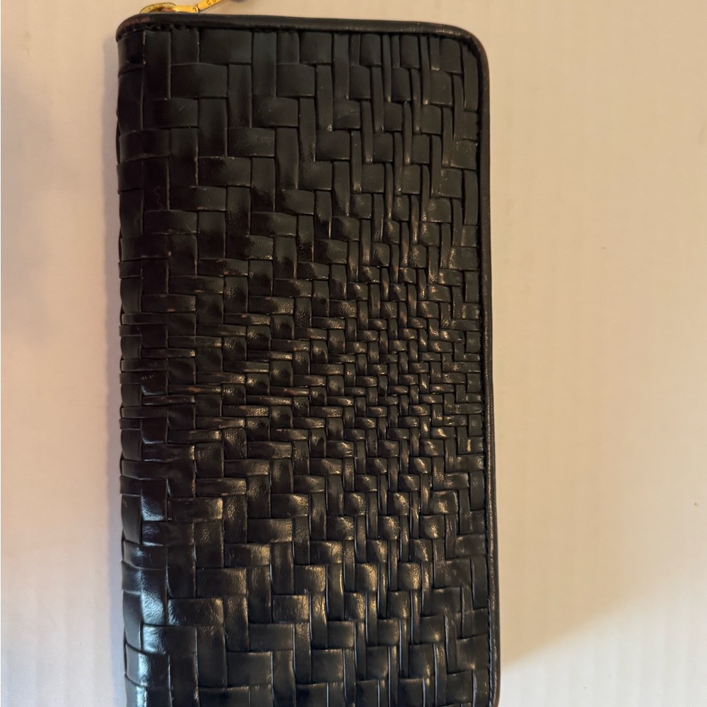 Cole Haan Black Woven Leather Wallet